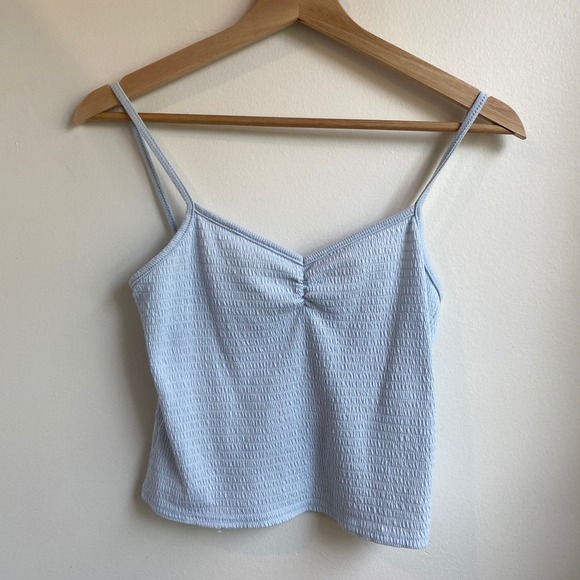 White Fawn Tops - White Fawn Cami Tank Top Womens Medium Light Blue Smocked Coquette Boho Dainty